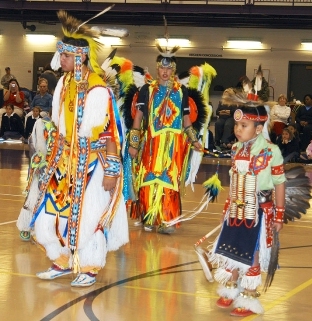 Members of the Winnebago Indian Tribes dance team